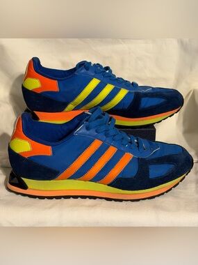 Vintage Adidas Blue Orange Yellow Trainers Running PT 1976 Men’s Size 8.5 RARE